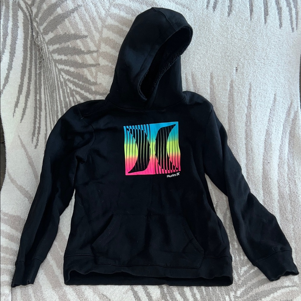 Hurley Black Hoodie with Vibrant Logo